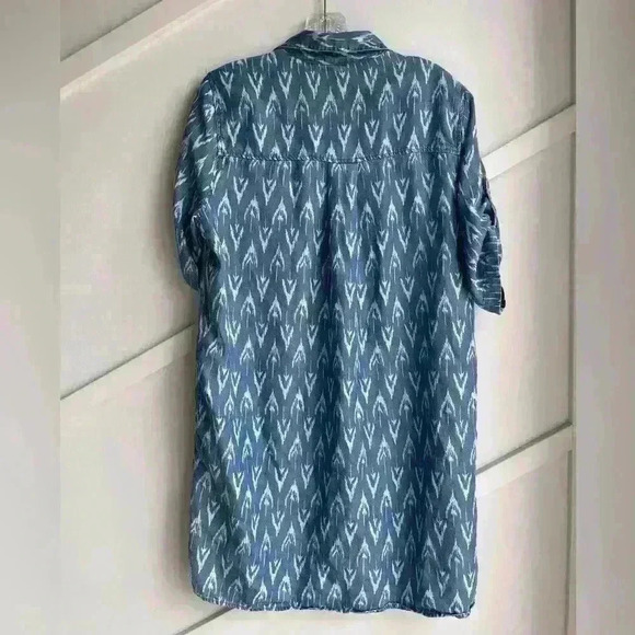 Velvet Heart Anthropology Chambray Shirt Dress Blue Pattern Cotton Denim Size M - Picture 4 of 7
